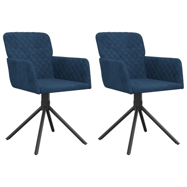 vidaXL Esszimmerst&uuml;hle 2 Stk. Drehbar Blau Samt