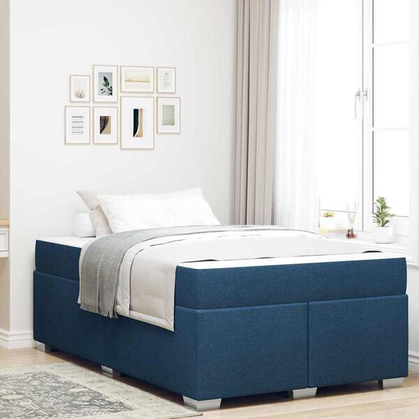 vidaXL Bettrahmen mit Matratze Blau 120 x 190 cm Stoff