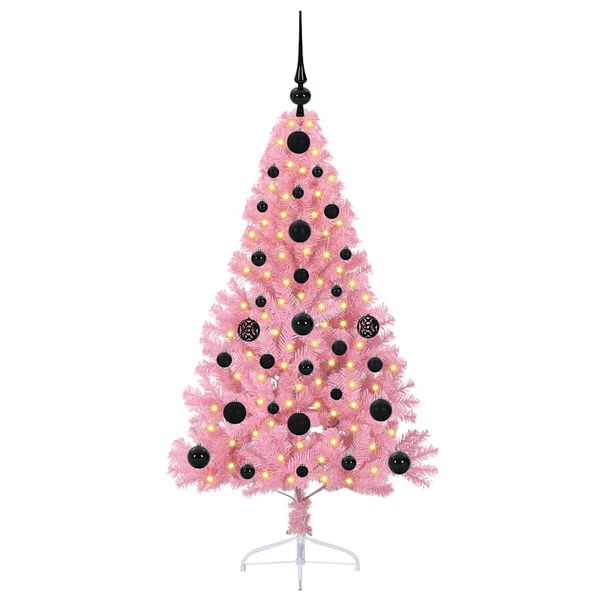 vidaXL K&uuml;nstlicher vorbeleuchteter Weihnachtsbaum Rosa 120 cm PVC