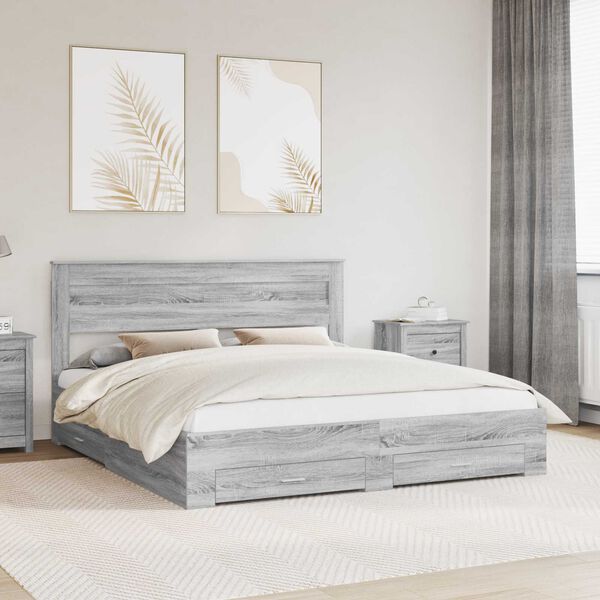 vidaXL Bettrahmen Graues Sonoma 200 x 200 cm Holzwerkstoff