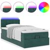 vidaXL Ottomane Bett mit Matratze & LEDs Dunkelgr&uuml;n 90x200 cm Samt