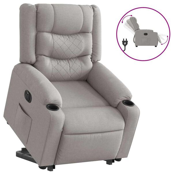 vidaXL Relaxsessel mit Aufstehhilfe Elektrisch Wolkengrau Stoff