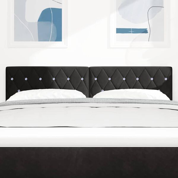 vidaXL LED Kopfteil mit LED-Lichtleisten Schwarz 144 cm Polyester