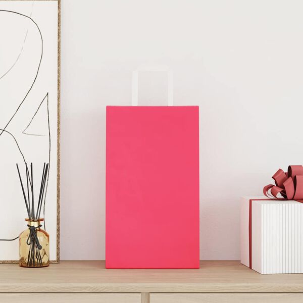 vidaXL Papiertragetaschen 50 Stk. mit Henkeln Rosa 21x11x36 cm