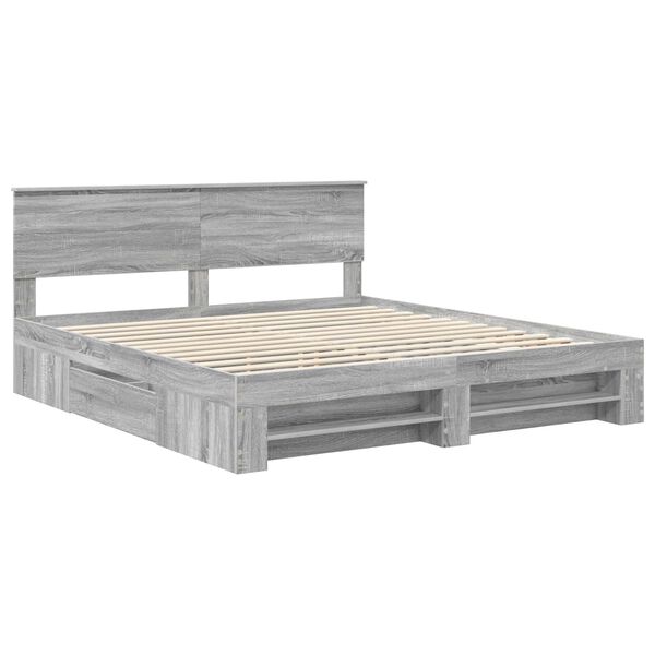 vidaXL Bettrahmen Graues Sonoma 180 x 200 cm Holzwerkstoff