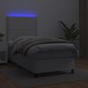 vidaXL Boxspringbett mit Matratze & LED Wei&szlig; 90x190 cm Kunstleder