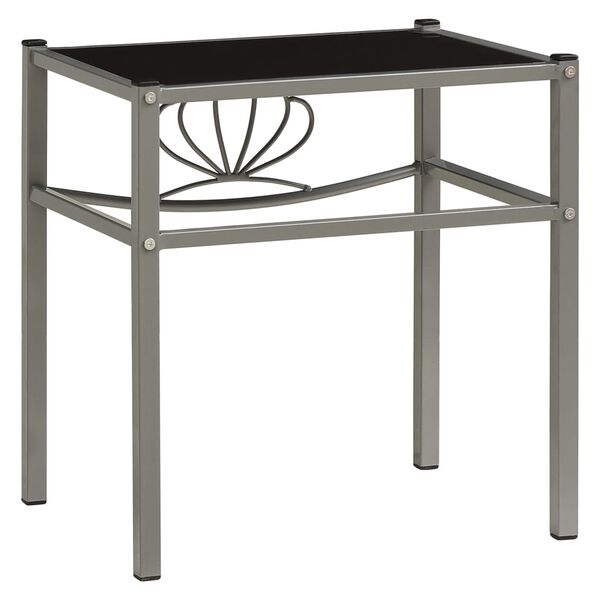 vidaXL Nachttisch Grau und Schwarz 42,5x33x44,5 cm Metall und Glas