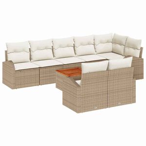 vidaXL Gartensofa-set mit Speicher 9 pcs Beige und Creme Poly-Rattan