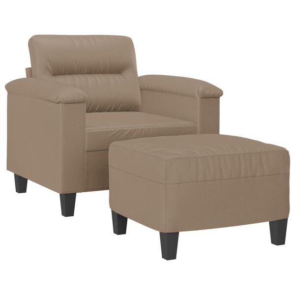 vidaXL Sessel mit Hocker Cappuccino-Braun 60 cm Kunstleder