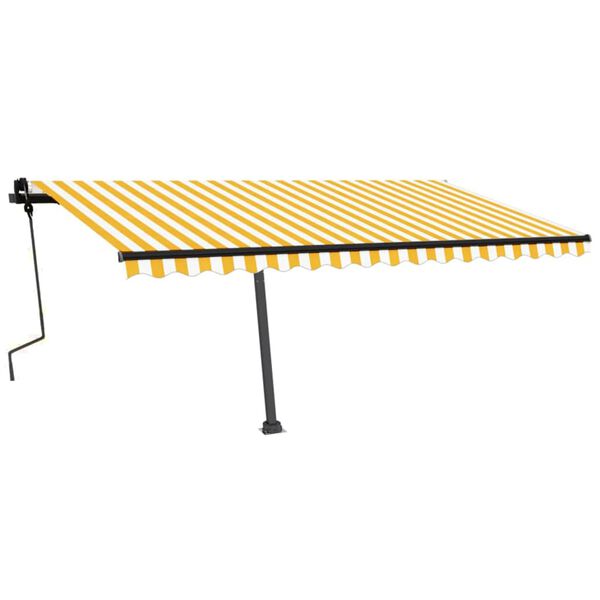 vidaXL Standmarkise Einziehbar Handbetrieben 450x300 cm Gelb/Wei&szlig;