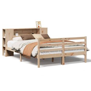 vidaXL Massivholzbett mit Regal ohne Matratze 135x190 cm Kiefernholz