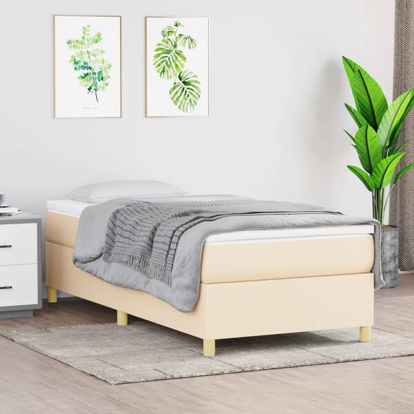 vidaXL Boxspringbettgestell Creme 90x200 cm Stoff