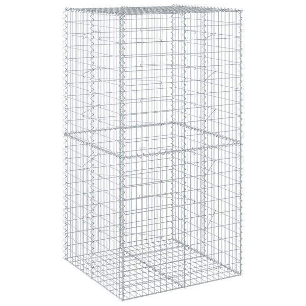 vidaXL Gabione mit Deckel 100x100x200 cm Verzinktes Eisen