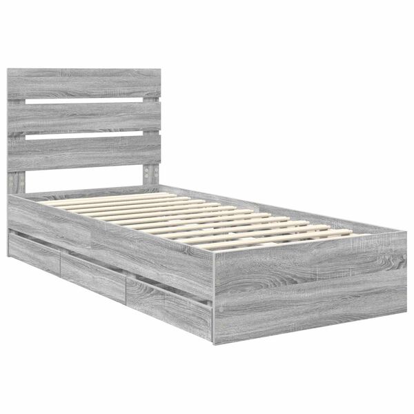 vidaXL Bettrahmen Graues Sonoma 90 x 190 cm Ingenieurs Holz