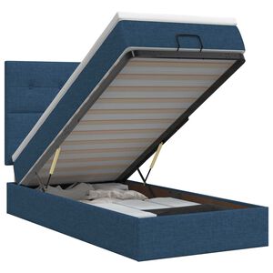 vidaXL Ottoman Bett mit Matratze mit Kopfteil Blau 90 x 190 cm Stoff