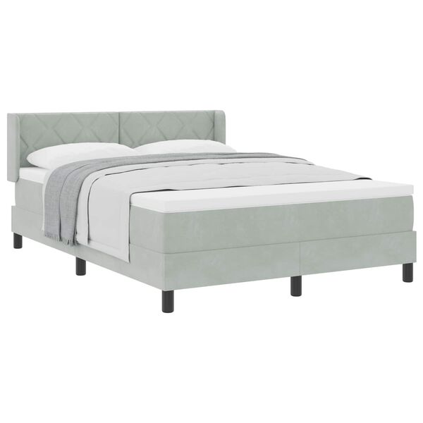 vidaXL Boxspringbett mit Matratze Hellgrau 190 x 140 cm Samt