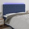 vidaXL LED Kopfteil Blau 200x7x118/128 cm Stoff