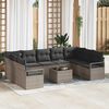 vidaXL Sofa Set mit Kissen mit Speicher 10 pcs Hellgrau Poly-Rattan
