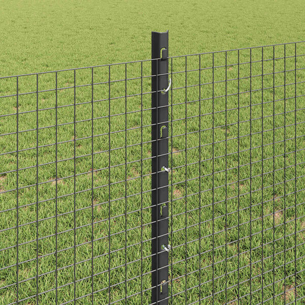 vidaXL Zaun mit Pfosten Grau 0,8 x 100 m Stahl und PVC