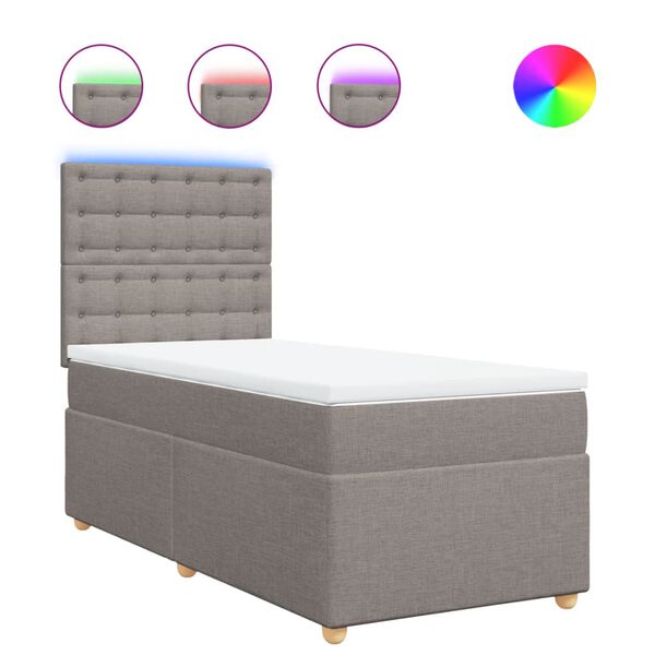 vidaXL Boxspringbett mit Matratze Taupe 90x200 cm Stoff