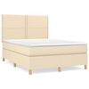 vidaXL Boxspringbett mit Matratze Creme 140x200 cm Stoff
