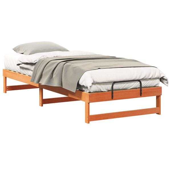vidaXL Bettrahmen Braun 90 x 220 cm Massives Kiefernholz