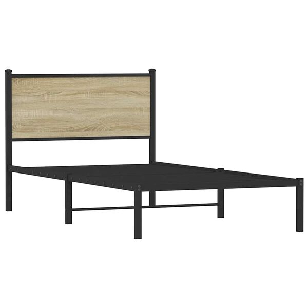 vidaXL Metallbett ohne Matratze Sonoma-Eiche 100x190 cm