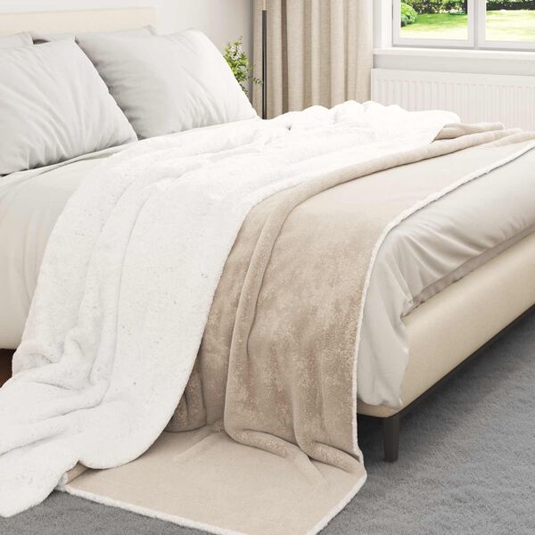 vidaXL &Uuml;berwurfdecke Beige 220 x 240 cm Fleece