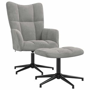 vidaXL Relaxsessel mit Hocker Hellgrau Samt