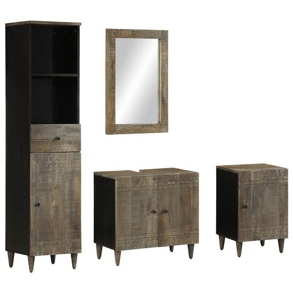 vidaXL 4-tlg. Badm&ouml;bel-Set Massivholz Mango