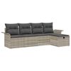 vidaXL Garten-Sofa-Set mit Kissen 5 pcs Hellgrau Poly Rattan