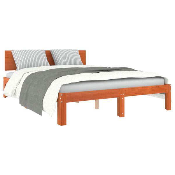 vidaXL Bettrahmen Wachsbraun 120 x 190 cm Massives Kiefernholz