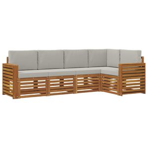 vidaXL Outdoor-Sofagarnitur 5 stk. Nat&uuml;rlich und Hellgrau Polyester