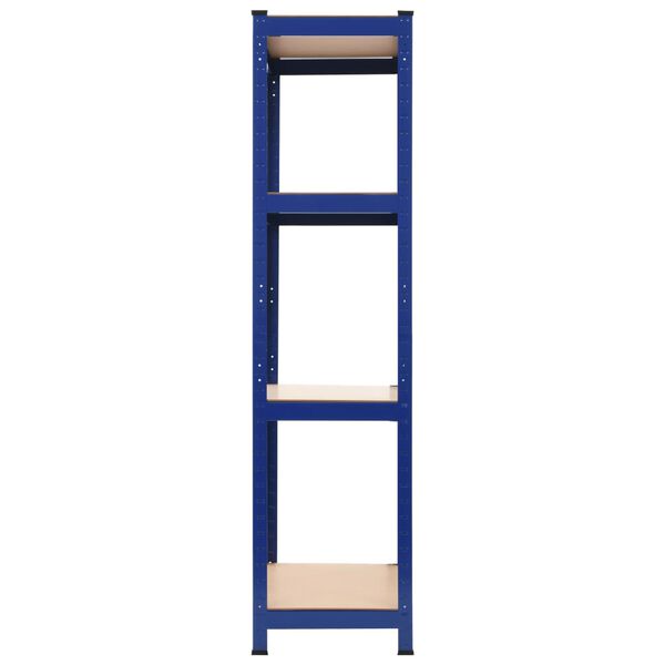 vidaXL Lagerregale mit 4 B&ouml;den 2 Stk. Blau Stahl & Holzwerkstoff