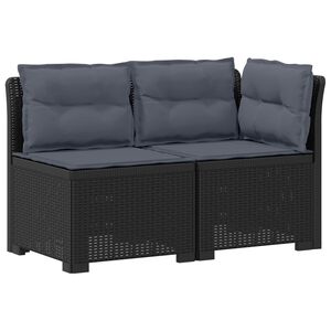 vidaXL 2-Sitzer Garten-Sofa mit Kissen Rattan-Look PP Anthrazit