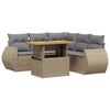 vidaXL 6-tlg. Garten-Sofagarnitur mit Kissen Beige Poly Rattan