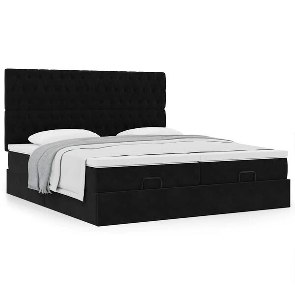 vidaXL Ottoman-Bett mit Matratzen Schwarz 200x200 cm Samt