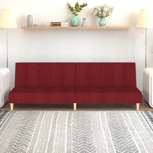 vidaXL Schlafsofa 2-Sitzer Weinrot Stoff
