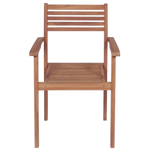 vidaXL Gartenst&uuml;hle 4 Stk. mit Roten Kissen Massivholz Teak
