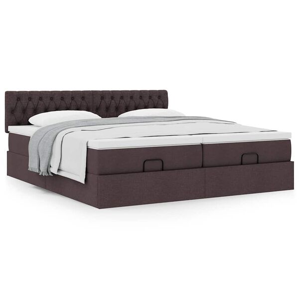 vidaXL Ottoman-Bett mit Matratzen Dunkelbraun 200x200 cm Stoff