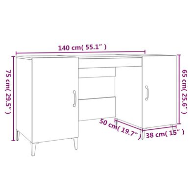 vidaXL Schreibtisch Schwarz 140x50x75 cm Holzwerkstoff