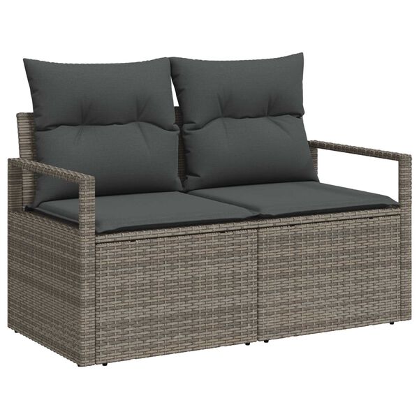 vidaXL Gartensofa-set mit Speicher mit Kissen 6 pcs Grau Poly-Rattan