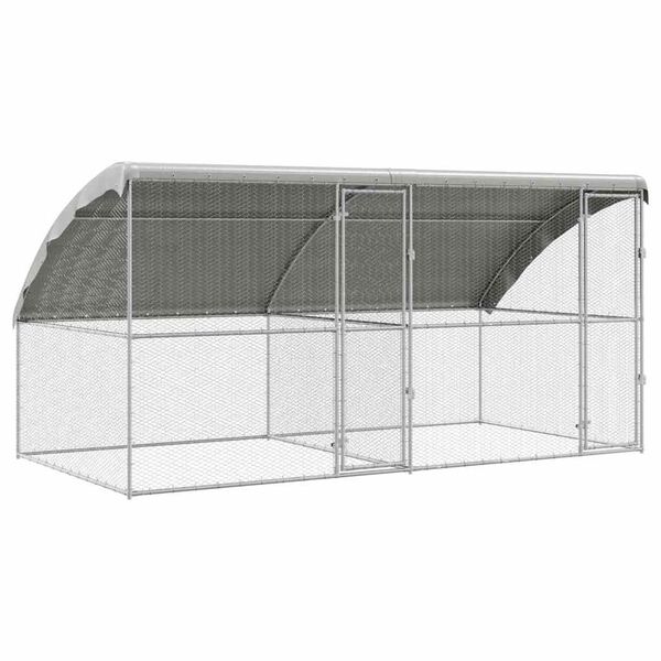 vidaXL Hühnerkäfig 2 pcs Silber 400 x 200 x 198,5 cm Verzinkter Stahl
