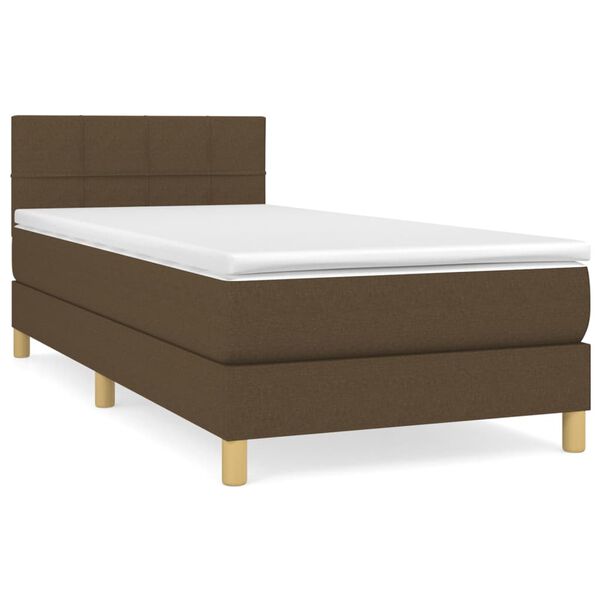 vidaXL Boxspringbett mit Matratze Dunkelbraun 90x200 cm Stoff