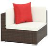 vidaXL 7-tlg. Garten-Lounge-Set mit Auflagen Poly Rattan Braun