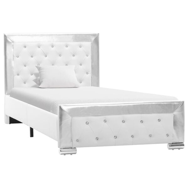 vidaXL Bettgestell Weiß Kunstleder 90 x 200 cm