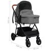 vidaXL 2-in-1 Kinderwagen Hellgrau und Schwarz Stahl