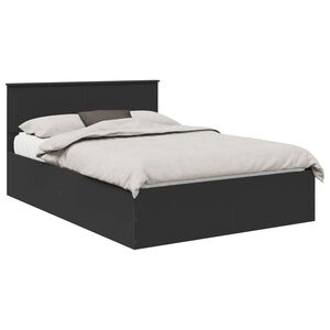 vidaXL Bettrahmen mit Kopfteil Schwarz 150 x 200 cm Holzwerkstoff