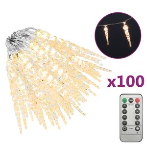 vidaXL Weihnachts-Eiszapfen-Licht 100 LEDs Warmwei&szlig; 10 m Acryl PVC