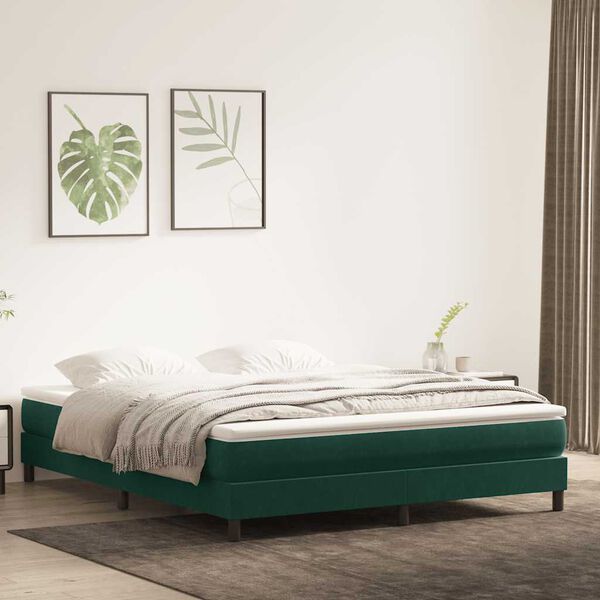vidaXL Boxspringbett ohne Matratze Dunkelgr&uuml;n 180x220 cm Samt